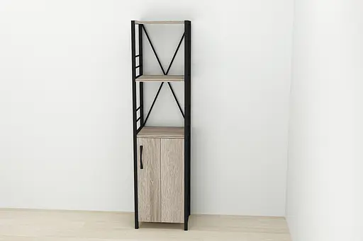 Этажерка 3/34 Ferrum-decor Серии Конект с тумбой 144x34x28 Черный ДСП Сонома Трюфель (FRD-104425) - фото 2