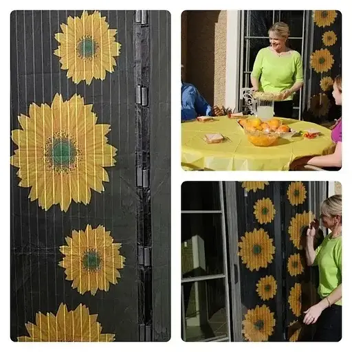 Розсувна москітна сітка Supretto Magic Mesh Соняшники на магнітах (4744) - фото 4