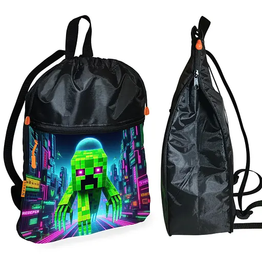 Рюкзак-мешок для обуви,спортивной формы Майнкрафт "Minecraft" детская сумка для сменки с расширителем (01296)