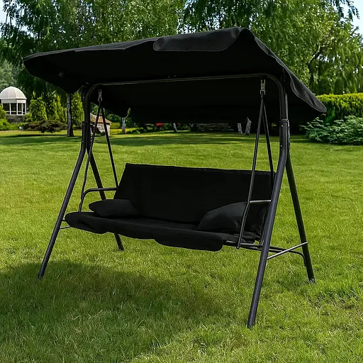 Гойдалка Leobro з подушками на 3 особи Black - фото 1