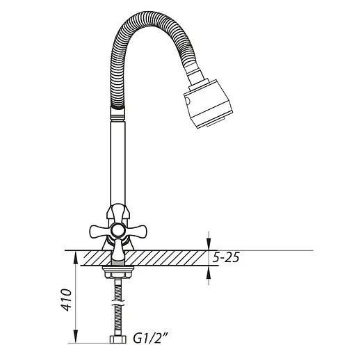 Смеситель для кухни Zerix TZH 722 с рефлективным изливом ZX2947 Хром - фото 2