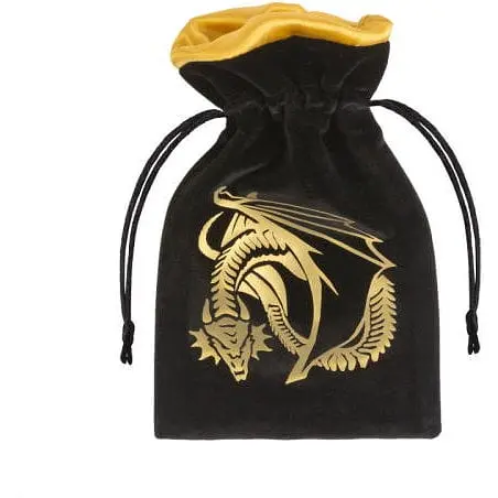 Мішечок для кубиків Q-Workshop Dragon Black & golden Velour Dice Bag (BDRA201)
