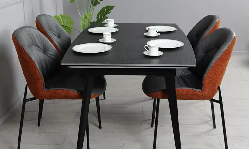 Стол Люкс черный мат 1400/2000х900х760 черные ноги - фото 10