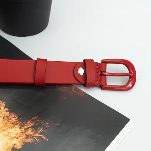 Ремень женский кожаный красный JK-2584 (110 см) - фото 6