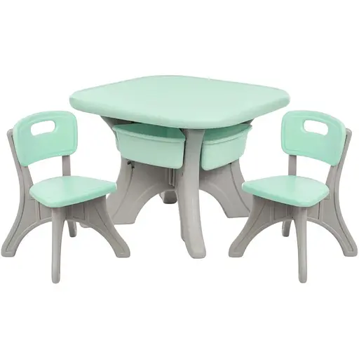 Детский столик с двумя стульями Bambi NEW TABLE-5 бежево-мятный