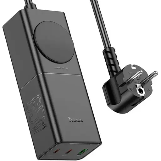 Сетевой удлинитель Hoco NS4 Sharp PD65W/2C1A desktop socket EU/GER Черный - фото 1