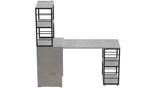 Стол-тумба трансформер Смарт 3/1 с этажеркой Ferrum-decor 1430x1450x500 Черный металл ДСП Бетон 16 мм (FRD-105115) - фото 3