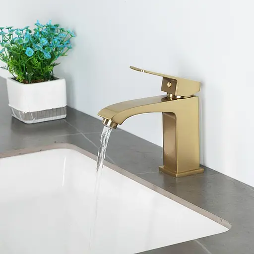 Смеситель для умывальника литой излив золото Frap F1076-3 Золотой - фото 2