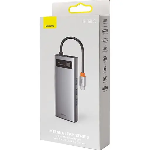 USB-хаб Baseus Metal Gleam Series 9-in-1 Multifunctional Type-C HUB Docking Station Space Gray (CAHUB-CU0G) [72635] - фото 4