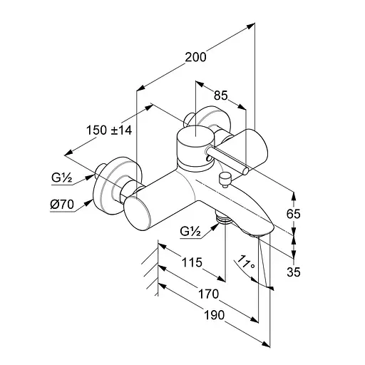 Смеситель для ванны Kludi Bozz DN 15 черный мат 386913976 - фото 3