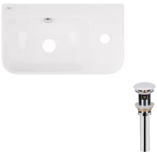 Умивальник Qtap Tern підвісний прямокутний права 450x260x155 мм White + донний клапан PU02O, Білий - фото 1