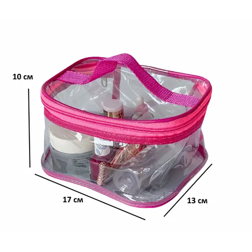 Комплект прозорих косметичок 2 шт (рожевий) - фото 6