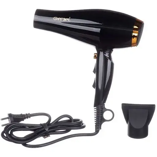 Фен для волос Gemei GM-1765 две скорости и три режима 2800 Вт Черный - фото 1