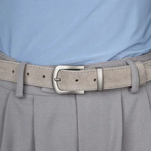 Ремінь жіночий замшевий JK-3049 сірий зі срібною пряжкою (105 см) - фото 5