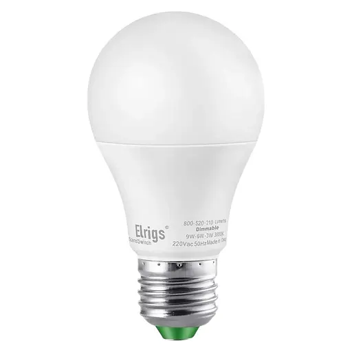 Набір 2 шт Світлодіодна лампа Elrigs E27 з 3 параметрами теплий білий (3000K), 9 Вт-4 Вт-1,5 Вт диммерована