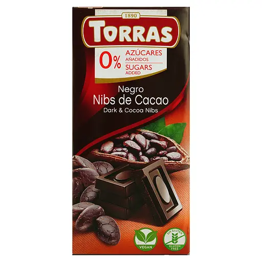 Шоколад черный Torras с какао 52% без сахара 75 г