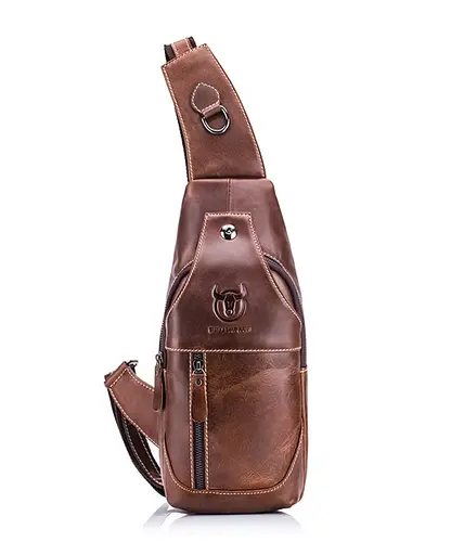 Кожаный мужской рюкзак слинг BULL 30х15х8 см sum0028266 - фото 5