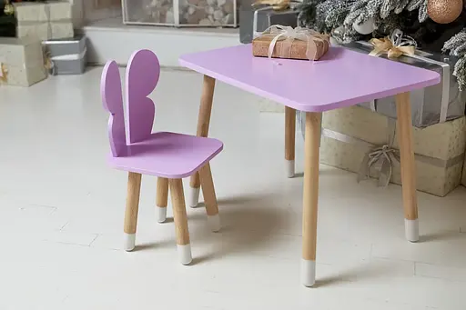 Детский прямоугольный столик со стульчиком Бабочка (Фиолетовый) - фото 6