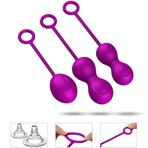 Набір вагінальних кульок Foxshow Kegel Balls Set, 3 шт., фіолетовий - фото 8