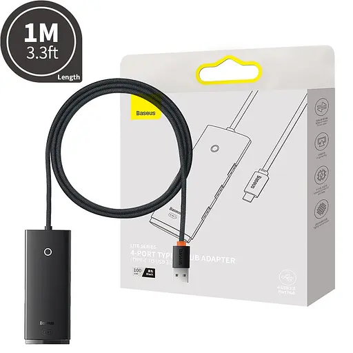 Хаб разветвитель мультипортовый адаптер Baseus Lite Series Usb-C - 4xUsb-A 3.0 + Usb-C (WKQX030401) черный - фото 4