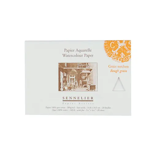 Склейка для акварели Sennelier, 20 листов, крупное зерно, 300 г/м, 14,8x10,5 см