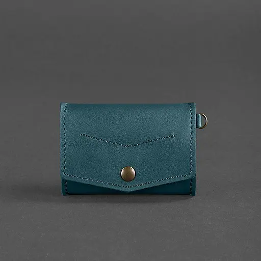 Женская кожаная монетница с клапаном 1.0 зеленая - фото 7