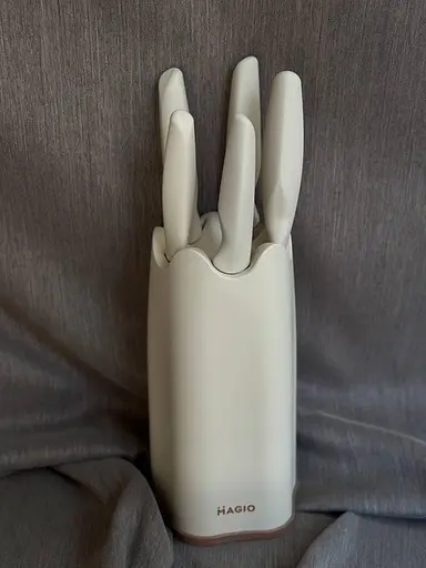 Универсальный набор 5 кухонных ножей нержавеющая сталь с подставкой бакелит для кухни Magio MG-1125 Бежевый - фото 5