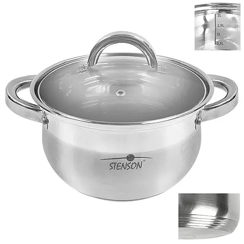 Каструля з кришкою індукційне дно Stenson Belly 3.6 л 22х12 см MH-2721 /6/ - фото 2