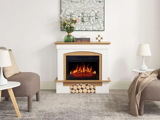 Электрокамин ArtiFlame Woodley AF23S белый дуб натуральный - фото 8