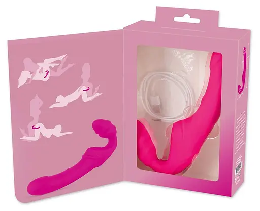 Страпон с вибрацией Vibrating Strapless Strap-On, 21,8 см (розовый) - фото 8