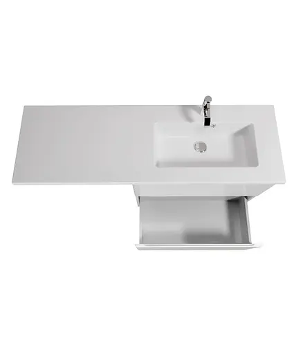 Тумба Мойдодир Unik 80-A Adam 140 R Білий підвісна з крилом над пральною машиною Білий - фото 6