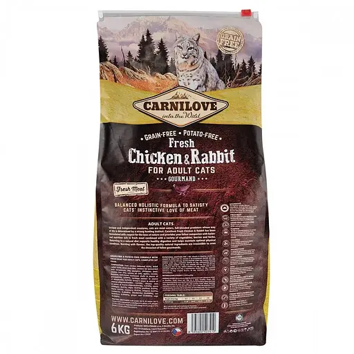 Корм сухой для взрослых кошек Carnilove Fresh Chicken and Rabbit for Adult cats с курицей и кроликом 6 кг - фото 2