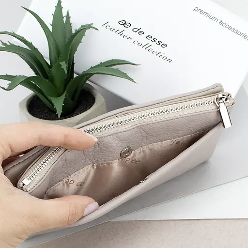 Гаманець шкіряний жіночий De Esse LC89008-F9925 на магнітах світло-бежевий - фото 8