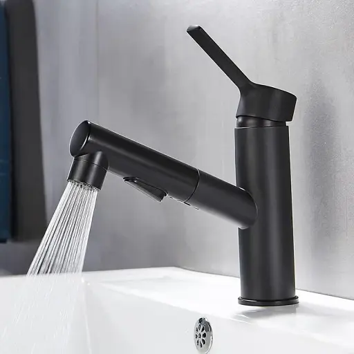 Змішувач для умивальника Zegor 3в1 KLF10-A012YB з витяжною лійкою Чорний 30412 - фото 3