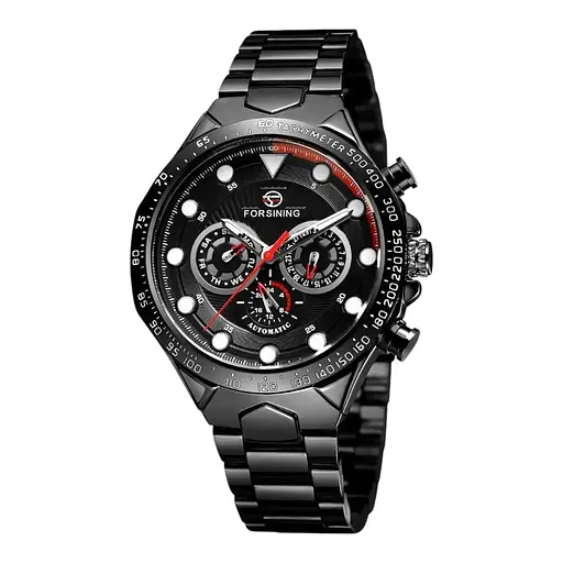 Наручний годинник чоловічий 6911 All Black Steel Forsining acs0031388 - фото 1