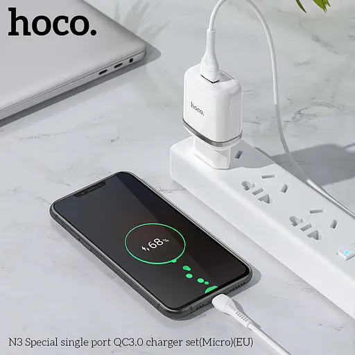 Адаптер сетевой HOCO Special FCP N3 1USB 18 W с Micro USB-кабелем белый - фото 5