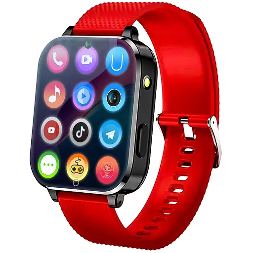 Смарт-часы JETIX DF100 Pro c 4G видеозвонком, виброзвонком и влагозащитой IP67 - Red