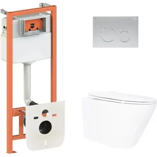 Набір Q-tap Nest 4 в 1 підвісний унітаз Swan Ultra Quiet 520x360x320 + комплект інсталяції QT16335180W48191 - фото 1