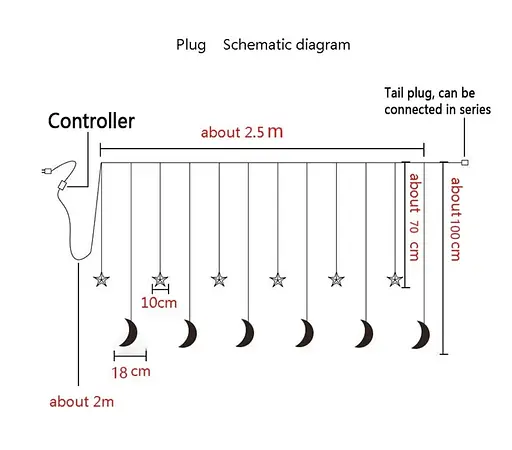 Новорічна світлодіодна гірлянда шторка дощ "Зоряна завіса" YS-84018 138 LED 2.5 метра (теплий білий), Yu Xin 82760 - фото 6