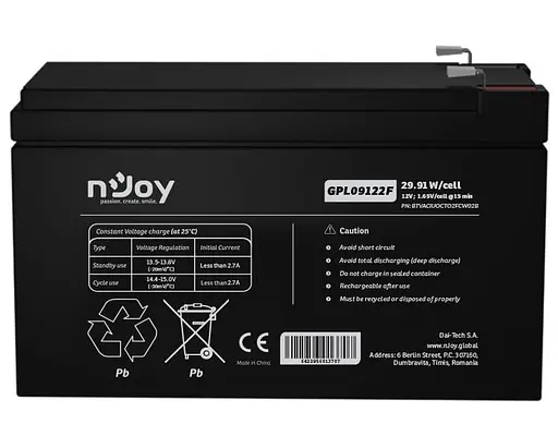 Аккумуляторная батарея для ИБП Njoy AGM 12 V / 9 А*ч (GPL09122F) - фото 1