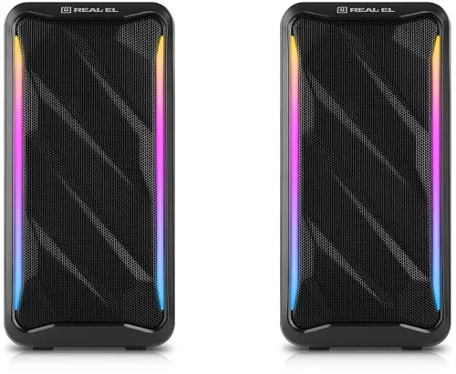 Колонки 2.0 Real-El S-130 Black, 2 x 5 Вт, USB, mini - jack 3.5 мм, RGB - подсветка (EL121100018) - фото 3