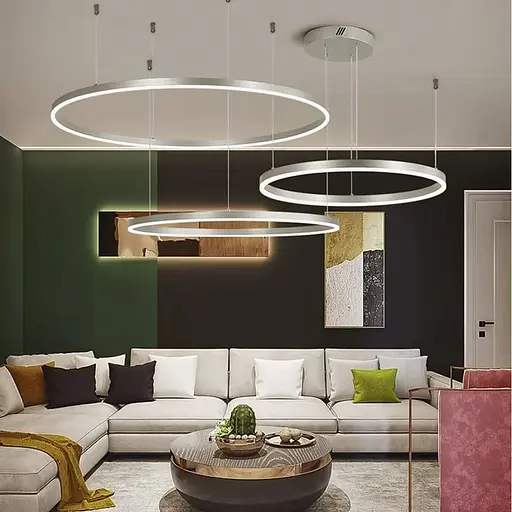 Светодиодная люстра на три кольца 80, 60 и 40 см в хромированном каркасе Line F | Ст. MJ73-800+600+400 CH - фото 1