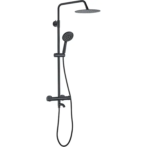 Душова система VBI Milano black з термостатом і виливом VBI-050111BL, Чорний матовий - фото 1