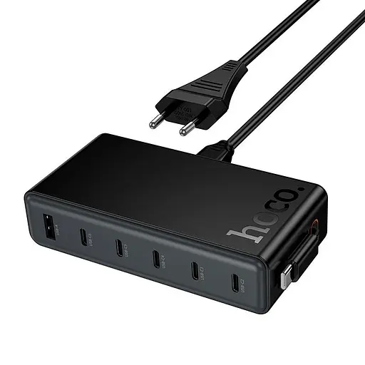 Адаптер сетевой HOCO Modern PD рабочий стол с телескопическим cableм C151A |1USB/6Type-C, 50W/3A, PD/QC| - фото 1