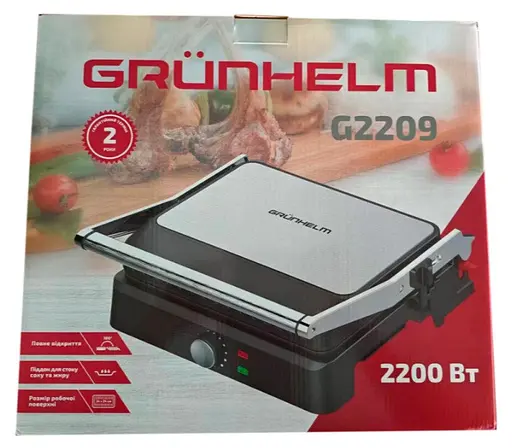 Прижимной контактный гриль Grunhelm G1009 домашний с антипригарным покрытием 2200Вт Черный - фото 4