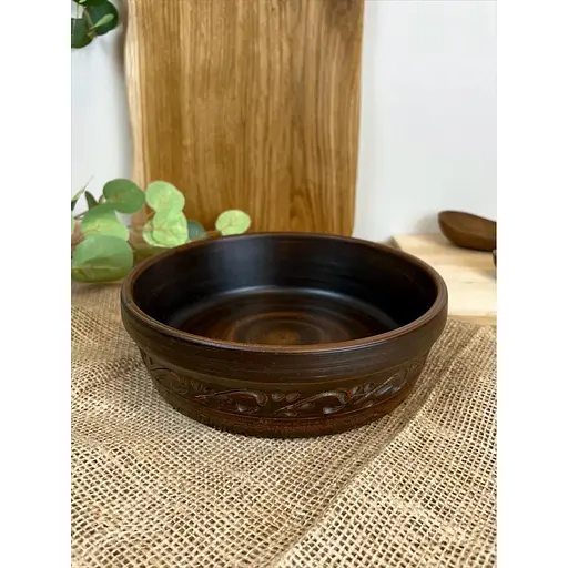 Миска під бануш керамічна (глиняна) різьблена Декор 1.1 л