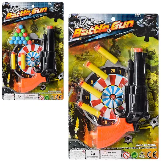 Револьвер, 22 см, мягкие пули и присоски, мишень, 21x33.5x5 см, 289-22-23 (в ассортименте) - фото 3