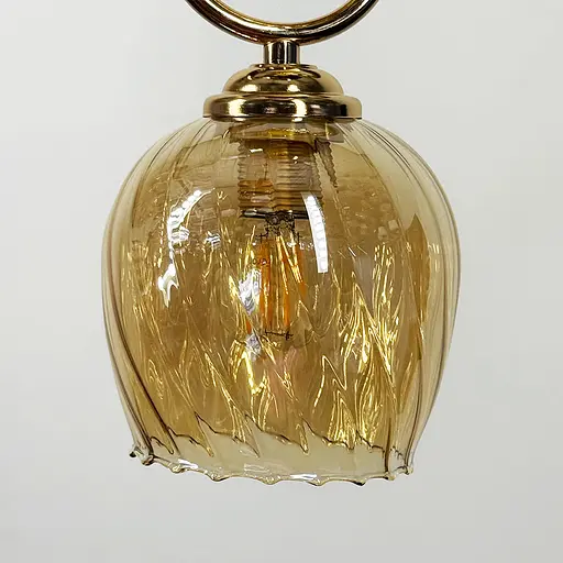 Золотой светильник с цветочным узором на янтарном плафоне Ø20х32 см | Line F | Ст. 6368/1A GD+AM - фото 2