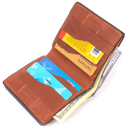 Мужской кожаный кошелек Grande Pelle 9.5х10х1.5 см acs0024001 - фото 5