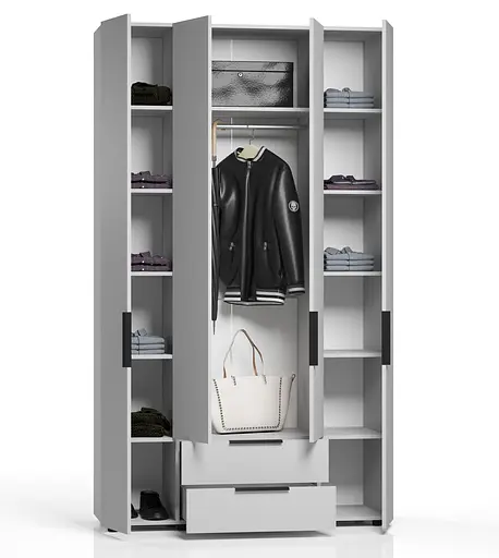 Шафа для одягу Ліра 140 4-х дверна з ящиками Orange-Line 1382х500х2400 Світло сірий - фото 2